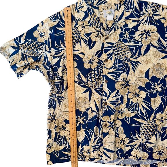 Vintage 90s Ho Aloha Shirt Size Medium Made in Hawaii Navy Floral 100% Cotton - Picture 4 of 6